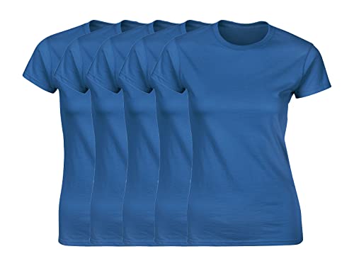 COOZO Damen 5er-Pack Kurzarm T-Shirts - 5 × Königsblau - L von COOZO