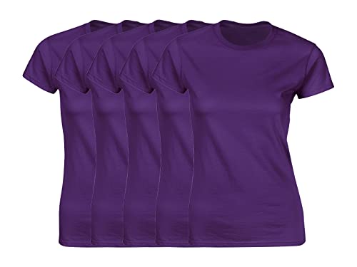 COOZO Damen 5er-Pack Kurzarm T-Shirts - 5 × Lila - 2XL von COOZO