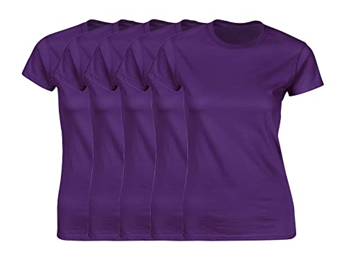 COOZO Damen 5er-Pack Kurzarm T-Shirts - 5 × Lila - M von COOZO