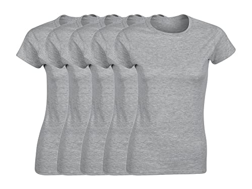 COOZO Damen 5er-Pack Kurzarm T-Shirts - 5 × Sportgrau - L von COOZO