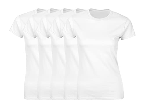 COOZO Damen 5er-Pack Kurzarm T-Shirts - 5 × Weiss - L von COOZO