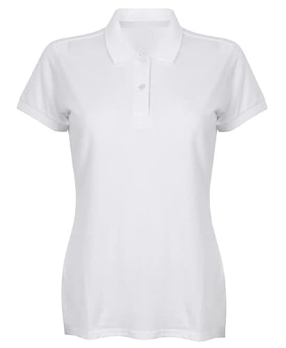 COOZO Damen Moderne Passform Baumwolle Piqué Polo Hemd - Weiss - XL von COOZO