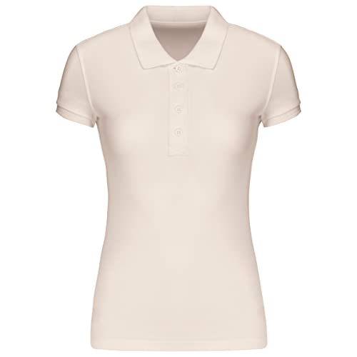 COOZO Damen Organisch Piqué Kurzarm Polo Hemd - Creme - M von COOZO