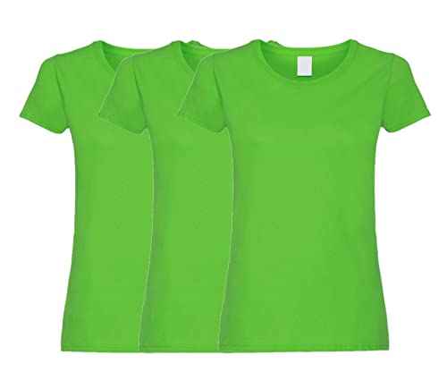 COOZO Damen Original 3er-Pack Einfach Feminine Passform Kurzarm T-Shirts - Kalk - XS von COOZO