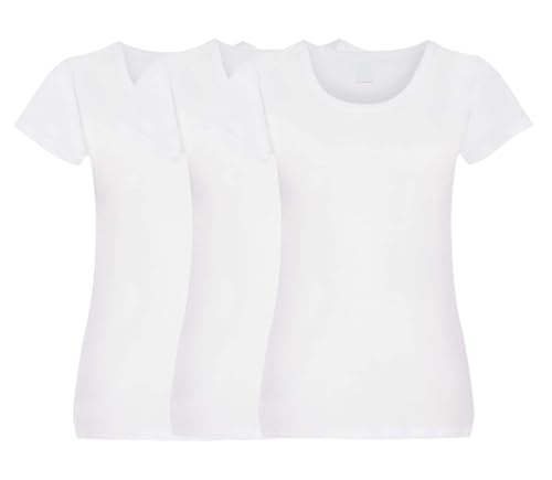 COOZO Damen Original 3er-Pack Einfach Feminine Passform Kurzarm T-Shirts - Weiss - S von COOZO