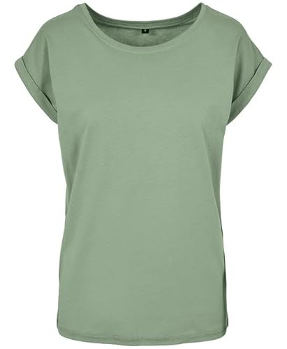 COOZO Damen Verlängerte Schulter T-Shirt - Magischer Salbei - XL von COOZO