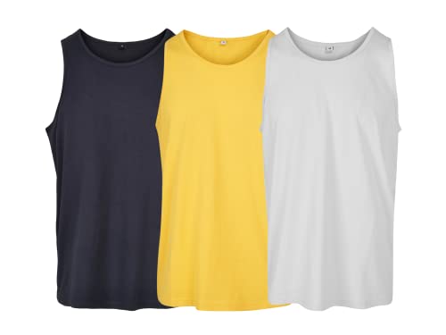 COOZO Herren 3er Pack Basisch Tank Tops Westen - Marine/Taxi-Gelb/Weiss - 5XL von COOZO