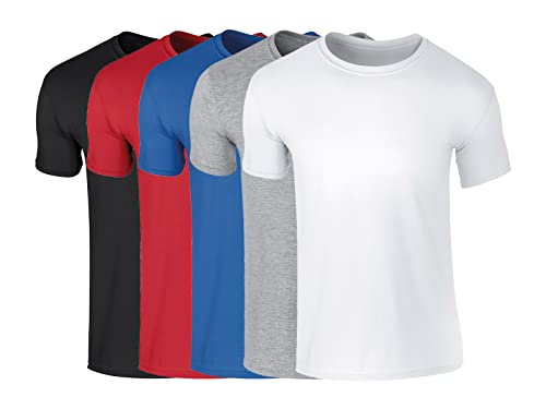 COOZO Herren 5er-Pack Kurzarm T-Shirts - Schwarz/Rot/Königsblau/Sportgrau/Weiss - L COOZO Herren 5er-Pack Kurzarm T-Shirts - Schwarz/Rot/Königsblau/Sportgrau/Weiss - L von COOZO