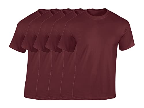 COOZO Herren Schwere Baumwolle 5er-Pack T-Shirts - 5 × Kastanienbraun - 2XL von COOZO