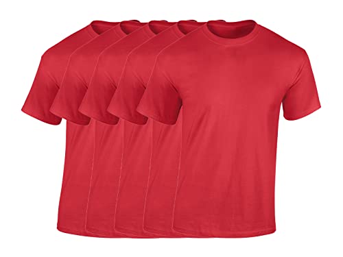 COOZO Herren Schwere Baumwolle 5er-Pack T-Shirts - 5 × Rot - 3XL von COOZO