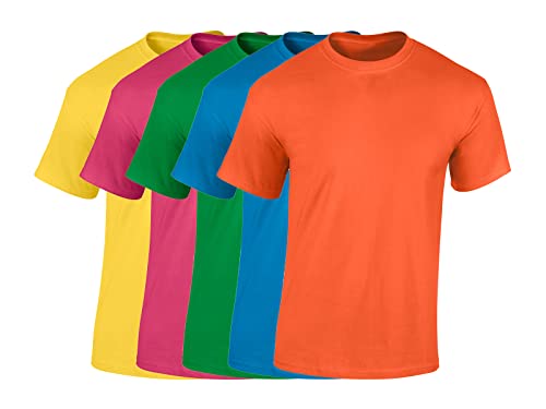 COOZO Herren Schwere Baumwolle 5er-Pack T-Shirts - Gänseblümchen/Heliconia/Irisches Grün/Orange/Saphir - XL von COOZO