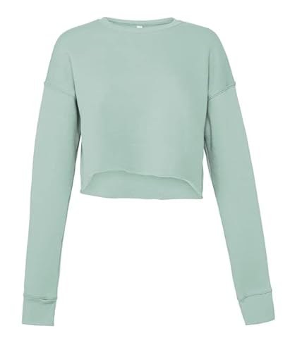 COOZO Ladies Cropped Crew Fleece - Dusty Blue - M von COOZO