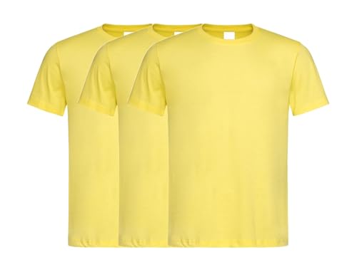COOZO Unisex 3er-Pack Klassisch Kurzarm T-Shirts - Gelb - XL von COOZO