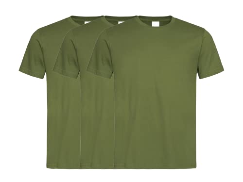 COOZO Unisex 3er-Pack Klassisch Kurzarm T-Shirts - Jäger Grün - XL von COOZO