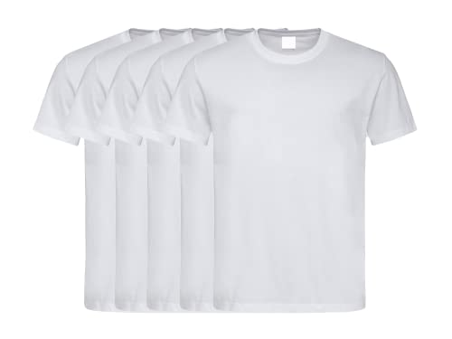 COOZO Unisex 5er-Pack Klassisch Kurzarm T-Shirts - 5 x Weiss - 3XL von COOZO