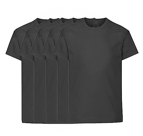 COOZO Unisex Kinder Original 5er-Pack Einfach Kurzarm T-Shirts - 5 x Schwarz - 14-15 Jahre von COOZO