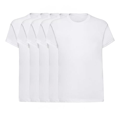 COOZO Unisex Kinder Original 5er-Pack Einfach Kurzarm T-Shirts - 5 x Weiss - 5-6 Jahre von COOZO