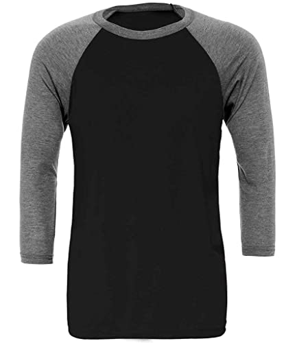 COOZO Unisex Triblend 3/4 Ärmel Baseball T-Shirt - Schwarz/Dunkles Heidekraut - XS von COOZO