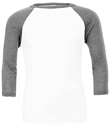 COOZO Unisex Triblend 3/4 Ärmel Baseball T-Shirt - Weiss/Dunkles Heidekraut - S von COOZO