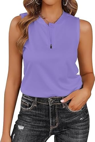 COOrun Damen Golf Poloshirt Ärmelloses Tennis Sport Tank Tops Schnelltrocknend Atmungsaktiv Polohemd mit 1/4 Reißverschluss von COOrun