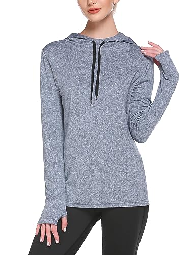 COOrun Damen Langarmshirt Gym Hoodie Yoga Laufshirt Sportshirt für Running Wandern Outdoor mit Daumenlöcher von COOrun