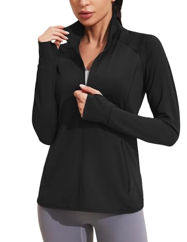 COOrun Damen-Laufjacke Sonnenschutzjacke Reißverschluss Atmungsaktiv Yoga-Fitnessjacke von COOrun