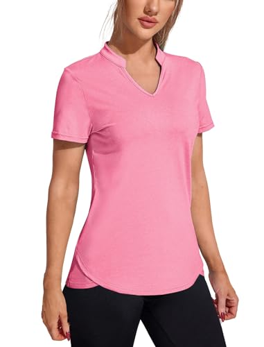 COOrun Damen Sport T-Shirt Kurzarm V-Ausschnitt Laufshirt Athletisch Lässig Yoga Workout Tops Atmungsaktiv Sportshirt Funktionsshirt von COOrun