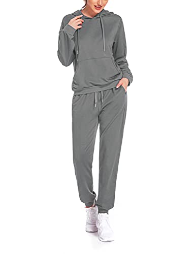 COOrun Damen Trainingsanzug Winter Freizeitanzug Weichem Kuschelig Sportbekleidung 2 Stück Grau,XL von COOrun