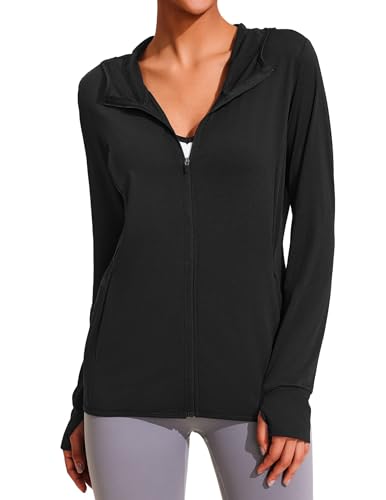 COOrun Damen UPF 50+ Sonnenschutz Kapuzenjacke Langärmelige Kapuzen Aktivhemden Outdoor Wanderleistung von COOrun