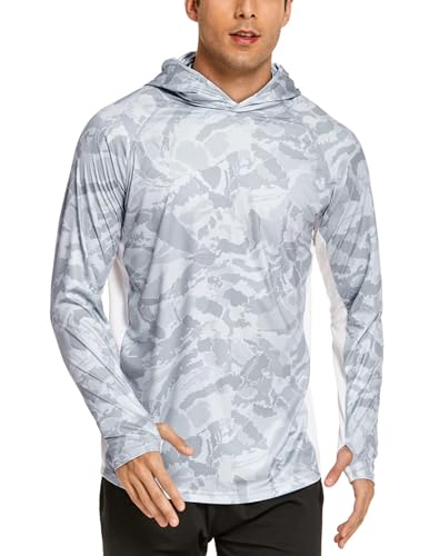 COOrun Herren Outdoor Kapuzenhemden mit Maske UPF 50 Herren Sweatshirts Kapuzenpullover SPF UV-Camouflage Angel Shirts für Männer Langarm COOrun Herren Outdoor Kapuzenhemden mit Maske UPF 50 Herren Sweatshirts Kapuzenpullover SPF UV-Camouflage Angel Shirts für Männer Langarm von COOrun