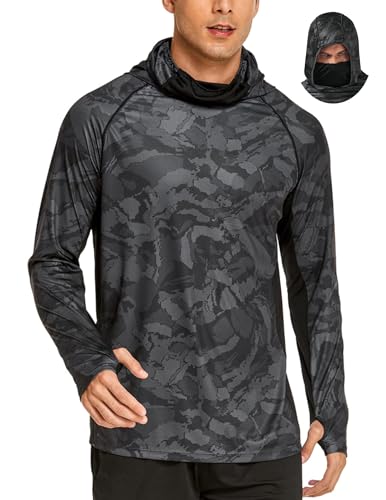 COOrun Herren Outdoor Kapuzenhemden mit Maske UPF 50 Herren Sweatshirts Kapuzenpullover SPF UV-Camouflage Angel Shirts für Männer Langarm COOrun Herren Outdoor Kapuzenhemden mit Maske UPF 50 Herren Sweatshirts Kapuzenpullover SPF UV-Camouflage Angel Shirts für Männer Langarm von COOrun