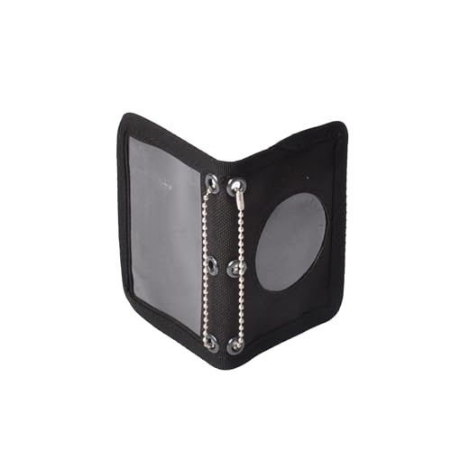 COP® Umhänge-Dienstausweismäppchen OHNE Druck, rund,Scheckkartenformat, Cordura® / rundes Fenster, mit Kette von COP