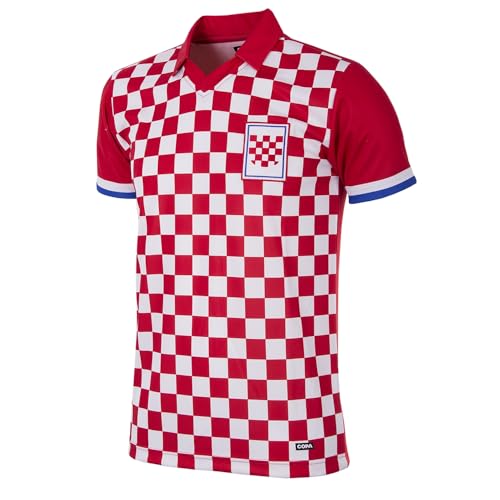 COPA Herren Croatia 1992 Football T-Shirt mit Retro-Fußballkragen, rot/weiß, XXL COPA Herren Croatia 1992 Football T-Shirt mit Retro-Fußballkragen, rot/weiß, XXL von COPA