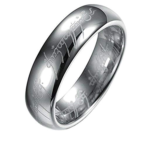 COPAUL Reiner Hartmetall Silber Herr der Ringe mit Bibel gravierten Männer Ring Hochzeit Band,Größe59 von COPAUL