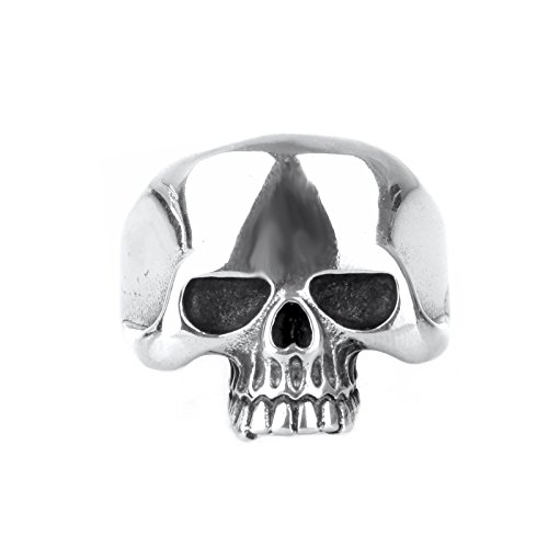 COPAUL Schmuck Biker Herren Edelstahl Skull Totenkopf Ring Silber,Größen 59 (18.8) von COPAUL