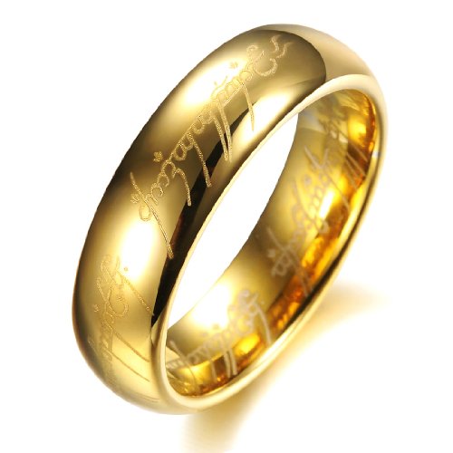 COPAUL Wolframkarbid 23 Karat vergoldet Herr der Ringe mit Bibel Gravur Paar Ring Ehering von COPAUL