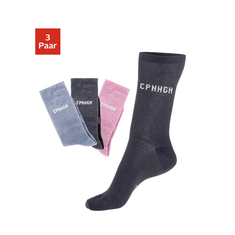 COPENHAGEN STUDIOS Basicsocken Damen 1x anthrazit, 1x rosa, 1x hell blau Gr.43-46 von COPENHAGEN STUDIOS