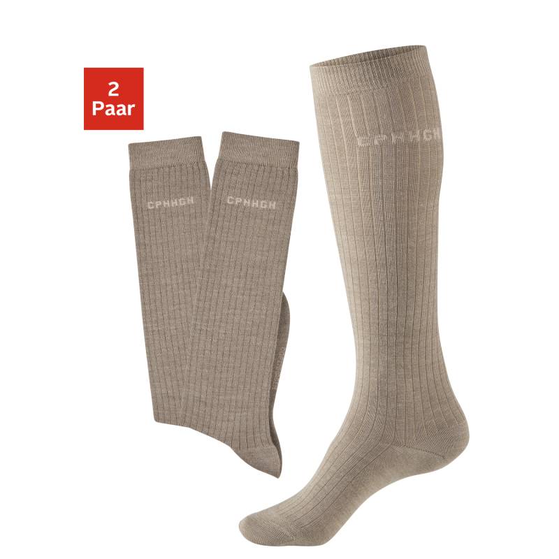 COPENHAGEN STUDIOS Kniestrümpfe Damen 2x beige meliert Gr.39-42 von COPENHAGEN STUDIOS