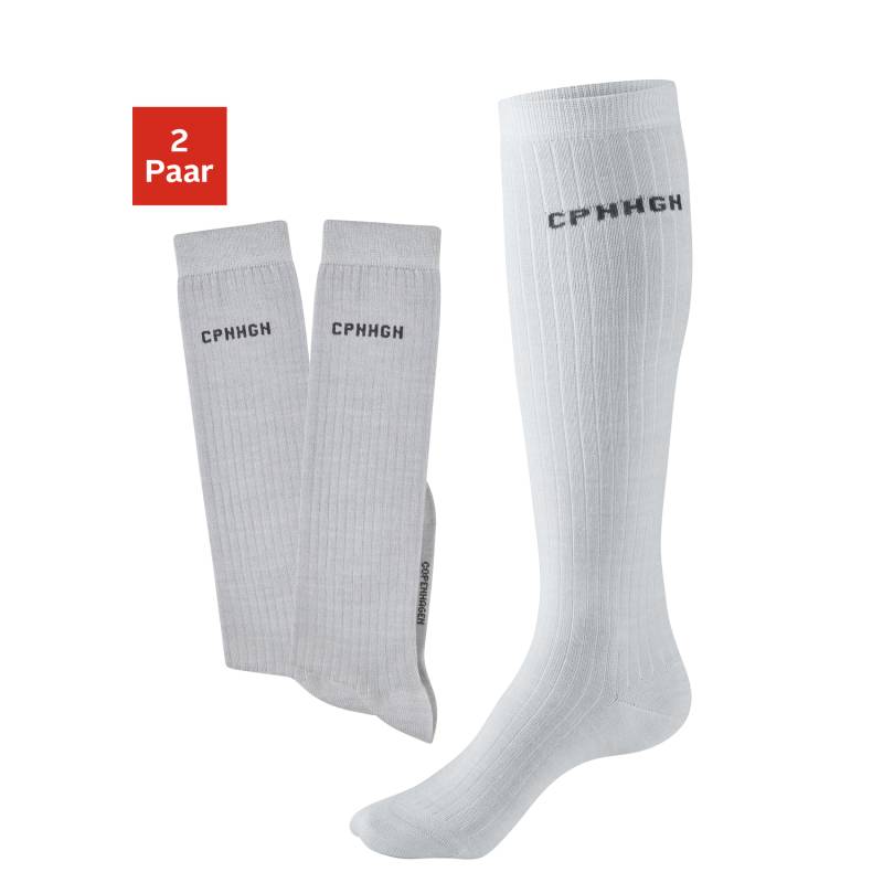 COPENHAGEN STUDIOS Kniestrümpfe Damen 2x grau meliert Gr.39-42 von COPENHAGEN STUDIOS