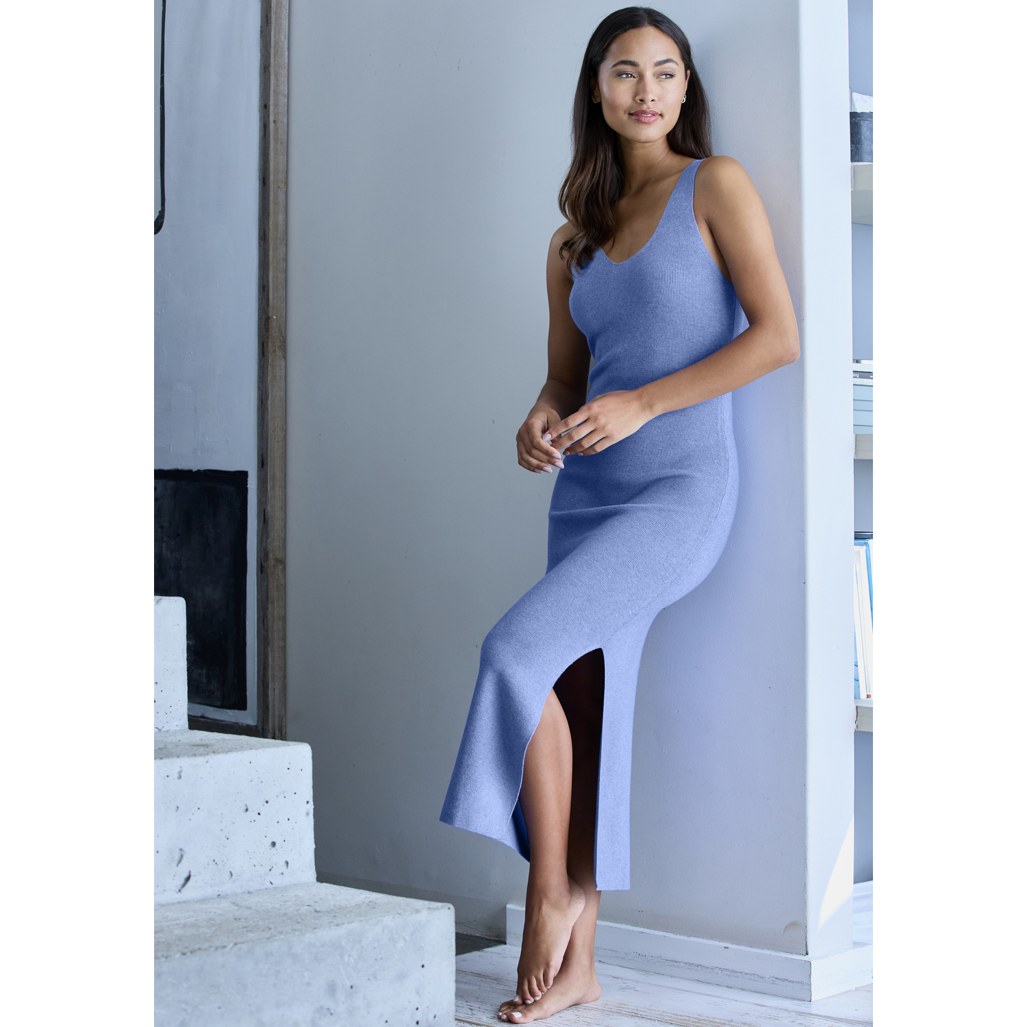 COPENHAGEN STUDIOS Strickkleid Damen blau Gr.32/34 von COPENHAGEN STUDIOS