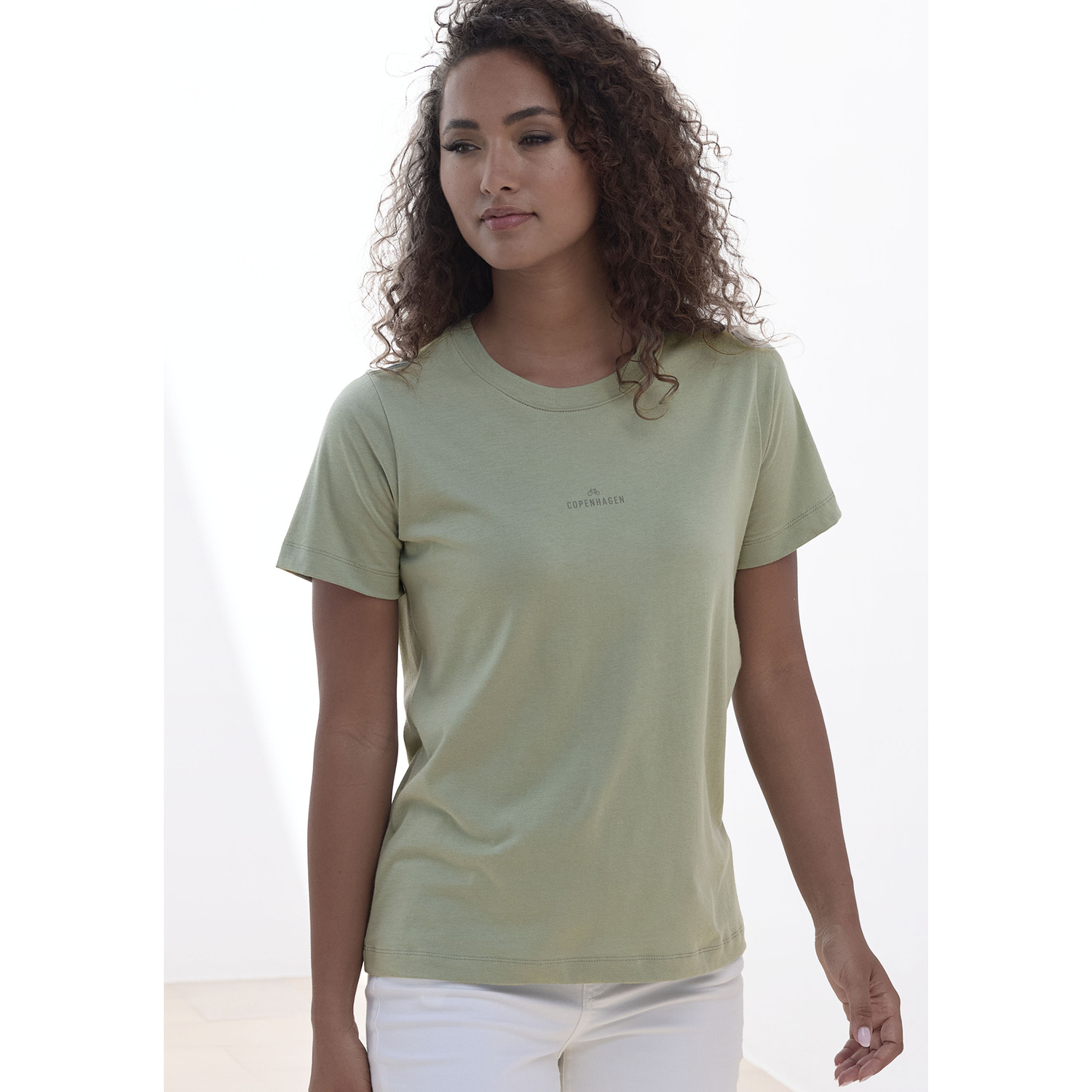 COPENHAGEN STUDIOS T-Shirt Damen light olive Gr.M (38) von COPENHAGEN STUDIOS