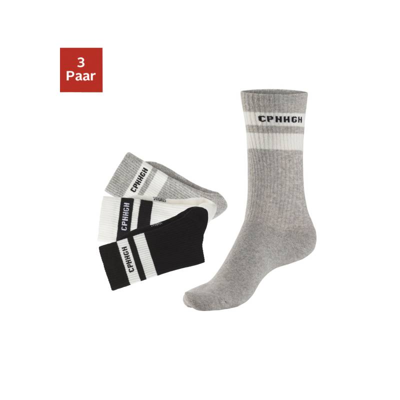 COPENHAGEN STUDIOS Tennissocken Damen 1x schwarz, 1x off white, 1x grau meliert Gr.39-42 von COPENHAGEN STUDIOS