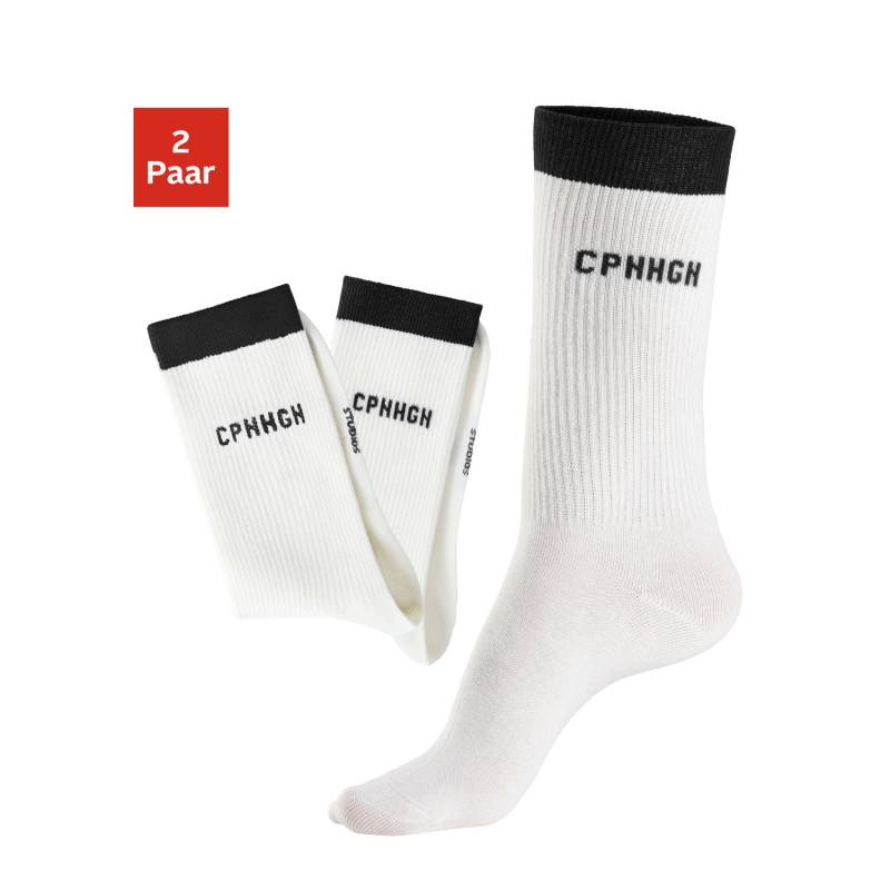 COPENHAGEN STUDIOS Tennissocken Damen 2x off white mit schwarz Gr.43-46 von COPENHAGEN STUDIOS