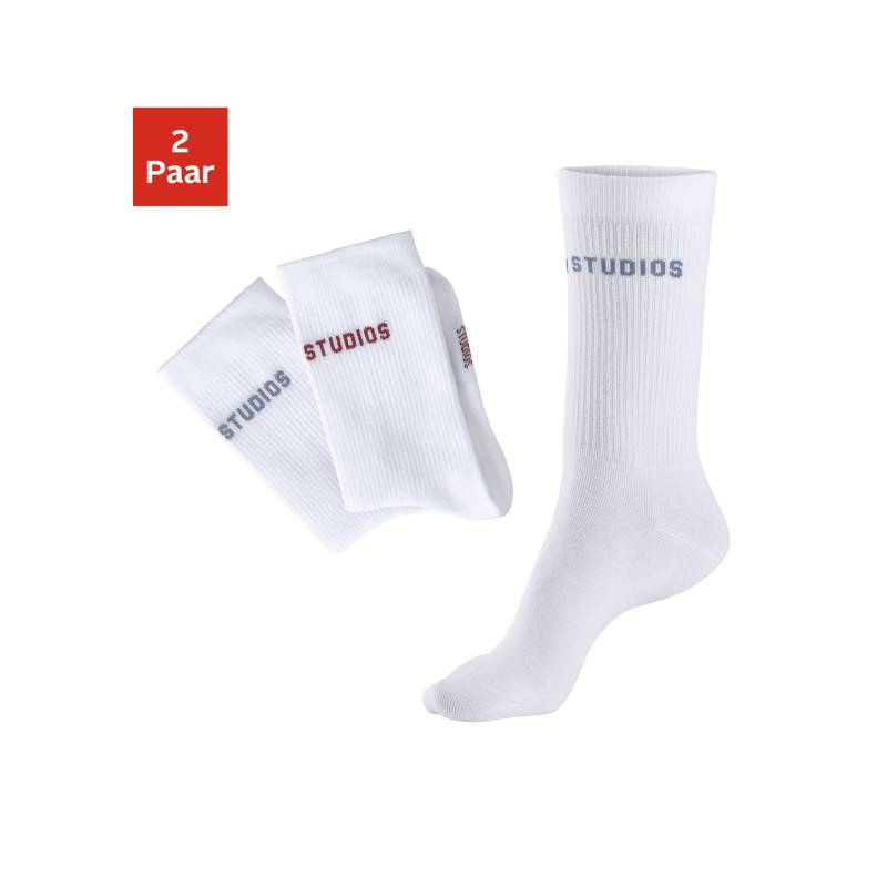 COPENHAGEN STUDIOS Tennissocken Damen 2x weiß mit farbigen Logos Gr.39-42 von COPENHAGEN STUDIOS
