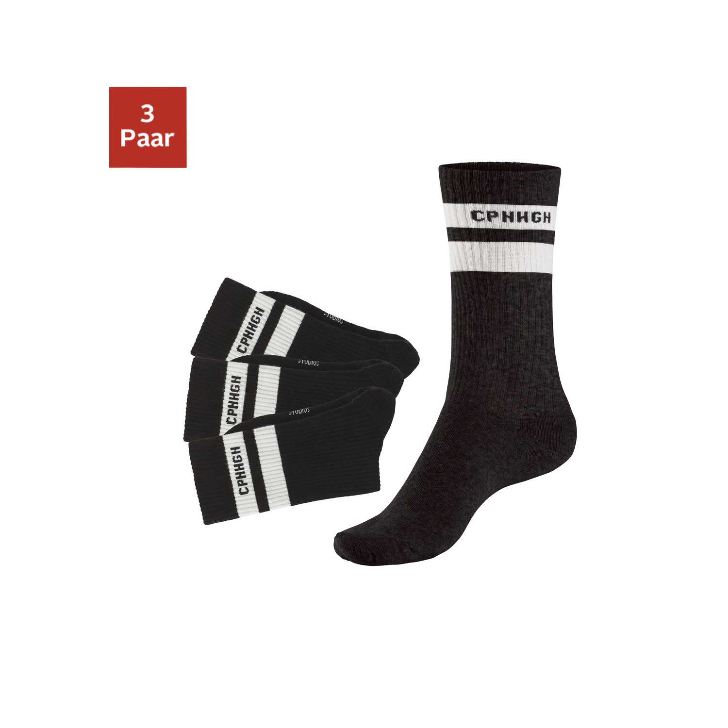 COPENHAGEN STUDIOS Tennissocken Damen 3x schwarz mit weißen Streifen Gr.35-38 COPENHAGEN STUDIOS Tennissocken Damen 3x schwarz mit weißen Streifen Gr.35-38 von COPENHAGEN STUDIOS