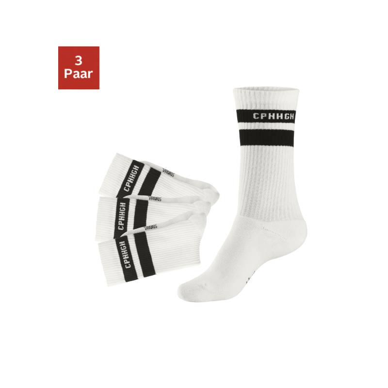 COPENHAGEN STUDIOS Tennissocken Damen 3x weiß mit schwarzen Streifen Gr.43-46 von COPENHAGEN STUDIOS