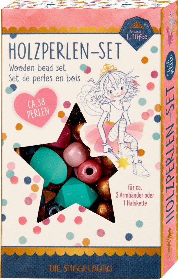 COPPENRATH DIE SPIEGELBURG Perlenarmband Set Holzperlen-Set Prinzessin Lillifee (Glitter&Gold) (Set, 38-tlg., 1), 38 bunte Holzperlen von COPPENRATH DIE SPIEGELBURG