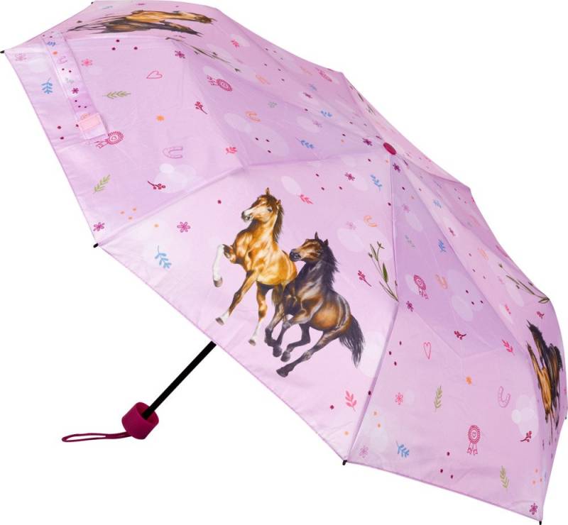 COPPENRATH DIE SPIEGELBURG Taschenregenschirm Taschenschirm - Pferdefreunde, Leicht zu öffnen und zu schließen von COPPENRATH DIE SPIEGELBURG