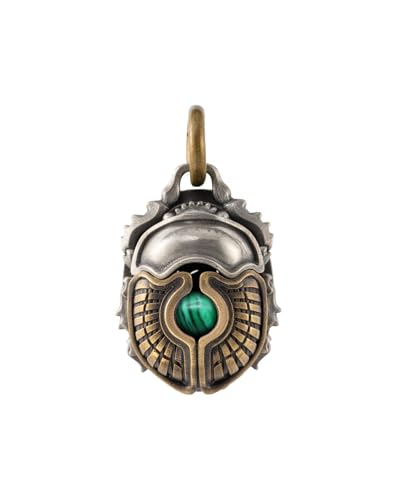 COPPERTIST.WU Halskette mit Skarabäus-Anhänger, kreatives und einzigartiges Design, anpassbarer Energiestein, Messing & weiße Bronze, spirituelles Geschenk für Sie und Ihn (207 Malachite) von COPPERTIST.WU