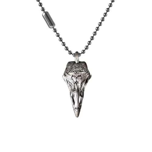 COPPERTIST.WU Herren Halskette Anhänger Messing/925 Sterling Silber Rabenschädel Anhänger Goth Schmuck für Männer Frauen Original Handarbeit Design (02 925 Sterling Silber Anhänger) von COPPERTIST.WU